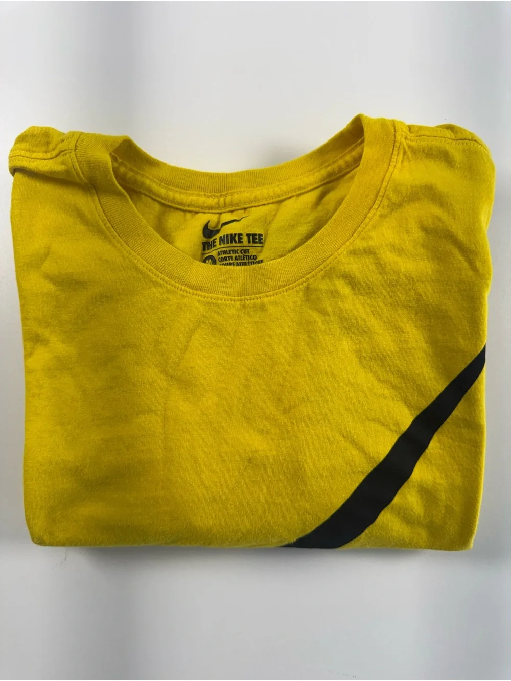 Nike Yellow Long Sleeve Crew with Large Black Swoosh